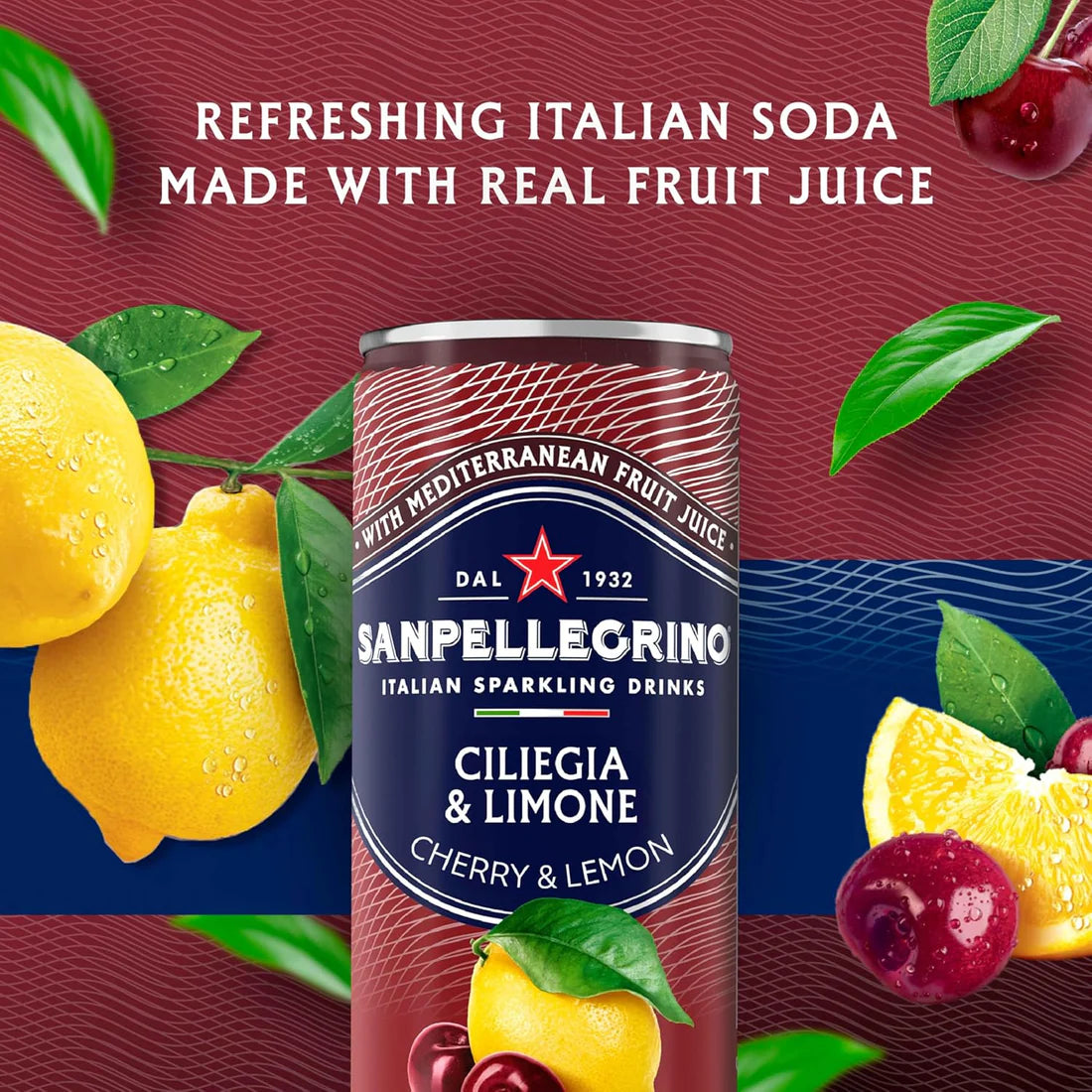 Sanpellegrino Italian Sparkling Drink Ciliegia and Limone, Sparkling Cherry and Lemon Beverage, 24 Pack